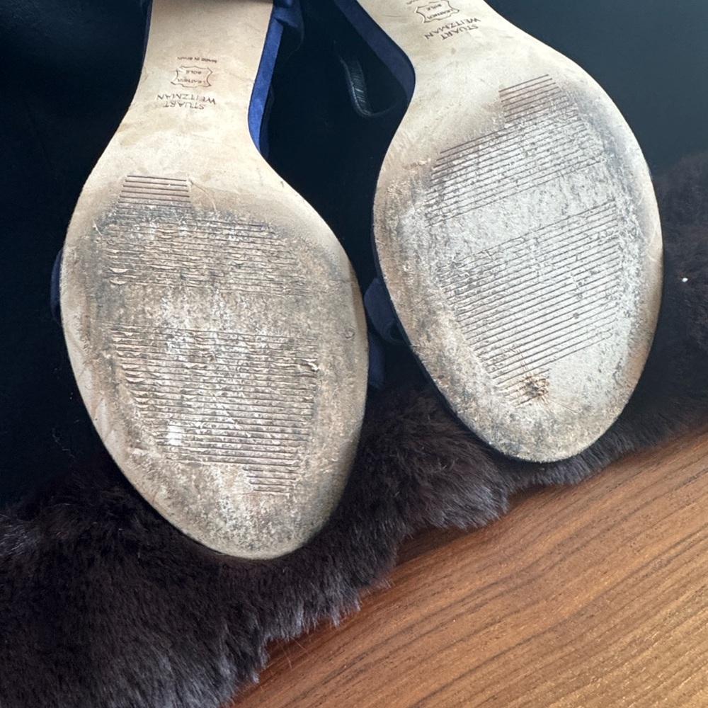 Stuart Weitzman Blue Suede Women's Ankle Strap Heels -Size 9.5 - Picture 9 of 9